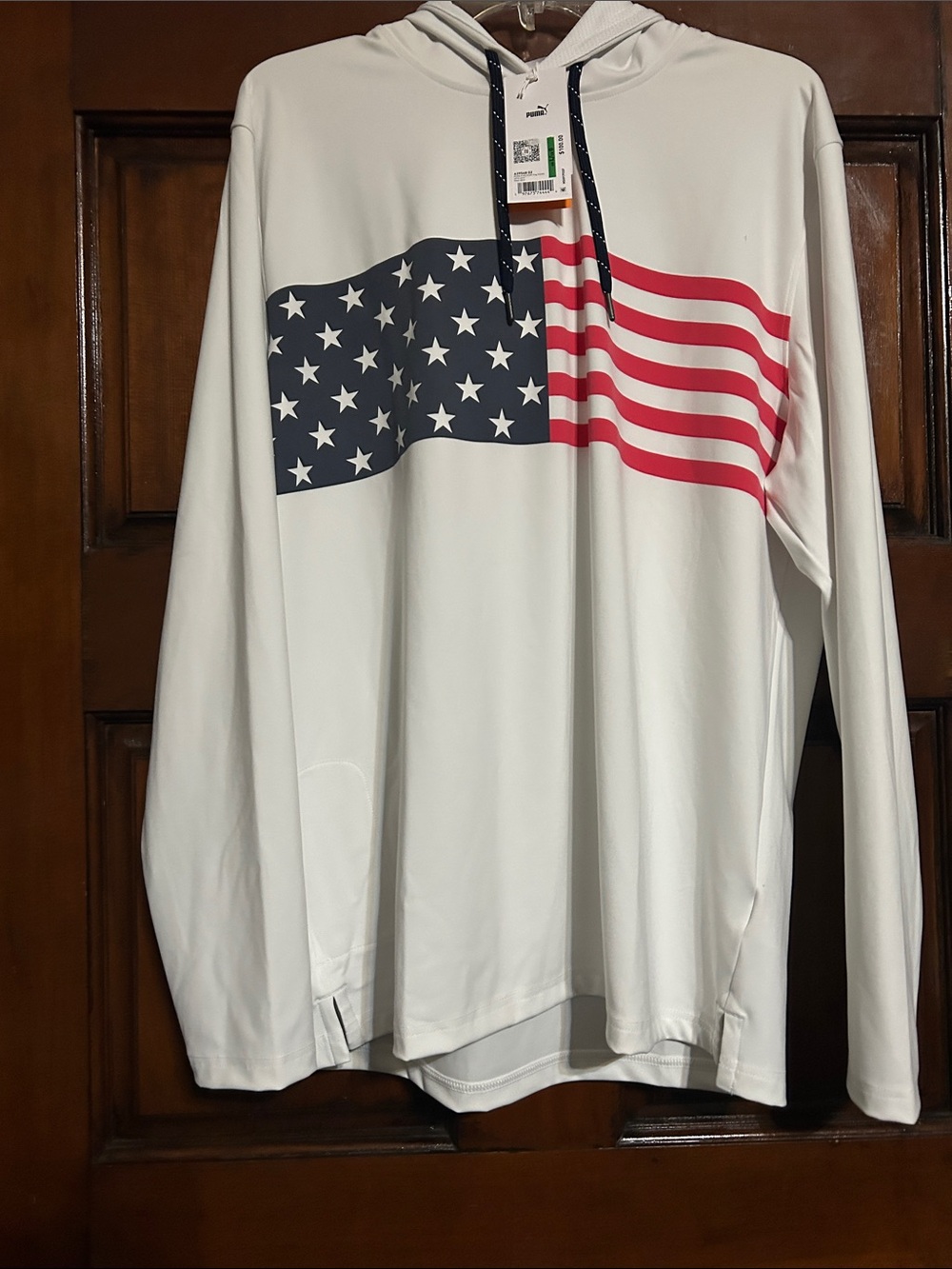 Puma White Hoodie with American Flag Graphic - Picture 2 of 12